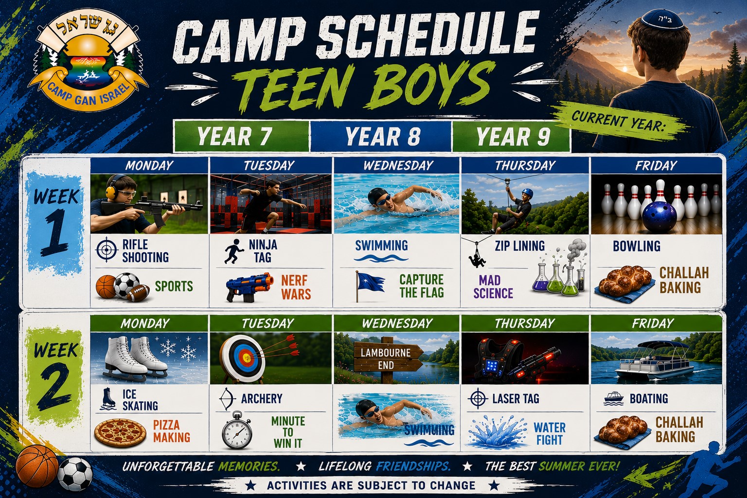 Teen Boys Camp Schedule Landscape